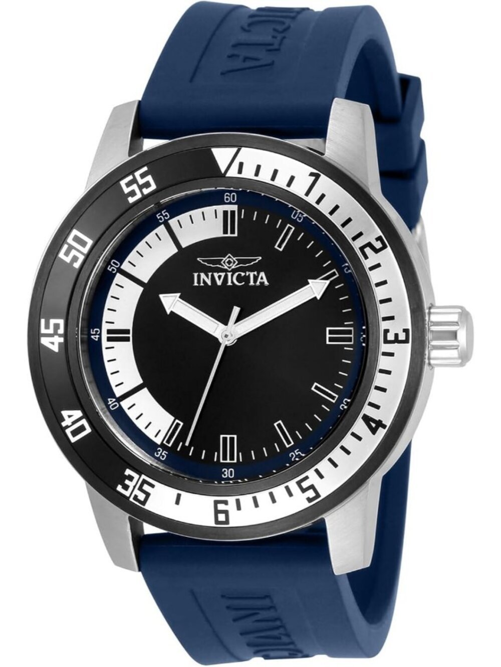 Mens Blue Black Analog Quartz Fashion Solid Specialty Silicone Round Wrist Watch